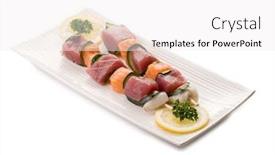  Presentation with tuna - Cool new PPT layouts with tuna-and-salmon-skewers backdrop and a white colored foreground