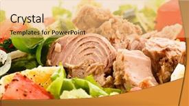  Presentation with tuna - Colorful presentation theme enhanced with tuna and vegetable salad backdrop and a yellow colored foreground