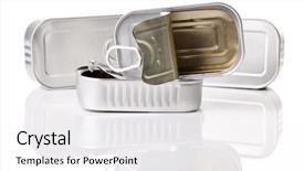  Presentation with floral border over white - PPT layouts with tuna canning - sardine tin isolated background and a white colored foreground