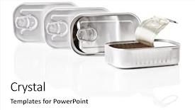  Presentation with canning - Audience pleasing slide deck consisting of tuna canning - sardine tin isolated backdrop and a white colored foreground