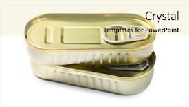  Presentation with canning - Cool new presentation theme with tuna canning - tin can of sardines backdrop and a  colored foreground