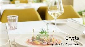  Presentation with tuna - Presentation design featuring tuna carpaccio and white wine background and a lemonade colored foreground