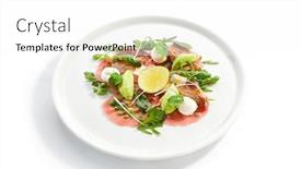 Presentation with fish tuna - Theme enhanced with tuna-carpaccio-with-avocado background and a white colored foreground