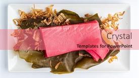  Presentation with seaweed - Colorful PPT layouts enhanced with tuna-fillet-on-the-kombu backdrop and a coral colored foreground