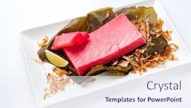 Presentation with seaweed - PPT layouts featuring tuna-fillet-on-the-kombu background and a sky blue colored foreground