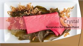  Presentation with seaweed - Beautiful theme featuring tuna-fillet-on-the-kombu backdrop and a coral colored foreground