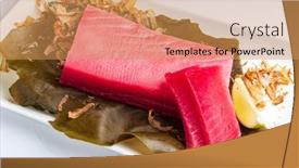  Presentation with seaweed - Beautiful theme featuring tuna-fillet-on-the-kombu backdrop and a coral colored foreground