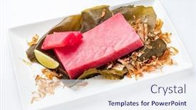  Presentation with seaweed - Colorful slide deck enhanced with tuna-fillet-on-the-kombu backdrop and a sky blue colored foreground