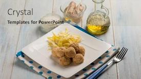  Presentation with tuna - Amazing presentation design having tuna-meat-balls-with-ricotta backdrop and a mint green colored foreground