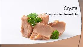  Presentation with fresh meat - Amazing slides having tuna meat with fresh parsley backdrop and a sky blue colored foreground