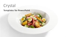  Presentation with tuna fish - Colorful presentation theme enhanced with tuna-salad-baked-potatoes backdrop and a white colored foreground