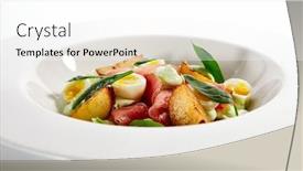  Presentation with fish tuna - Amazing PPT theme having tuna-salad-baked-potatoes backdrop and a white colored foreground