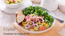  Presentation with food red - Beautiful PPT layouts featuring tuna-salad-with-cucumber-red backdrop and a coral colored foreground