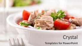  Presentation with red onion - Colorful theme enhanced with tuna salad with cucumber red backdrop and a soft green colored foreground