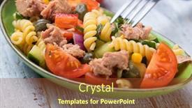  Presentation with tuna - Slides featuring tuna-salad-with-fusili-pasta background and a tawny brown colored foreground