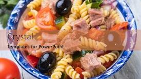  Presentation with tuna - Audience pleasing PPT layouts consisting of tuna-salad-with-fusili-pasta backdrop and a coral colored foreground