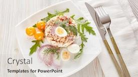  Presentation with white healthy food - Beautiful presentation theme featuring tuna-salad-with-rice-arugula backdrop and a lemonade colored foreground
