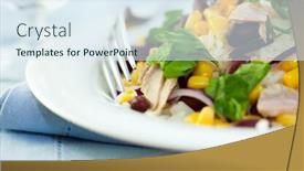  Presentation with rice corn - PPT layouts enhanced with tuna salad with rice sweet corn black beans and fresh parsley symbolic image concept for a tasty and healthy meal close up front view background and a sky blue colored foreground