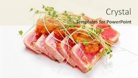  Presentation with tuna - PPT layouts consisting of tuna-sashimi-on-the-white background and a blonde colored foreground