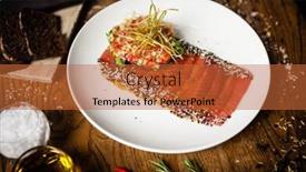 Presentation with tuna - Beautiful PPT layouts featuring tuna-sashimi-with-tomato-salsa backdrop and a red colored foreground