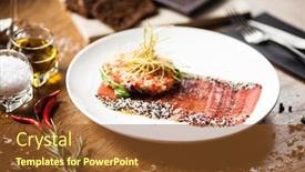  Presentation with tuna - Colorful slide deck enhanced with tuna-sashimi-with-tomato-salsa backdrop and a tawny brown colored foreground