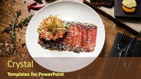  Presentation with traditional japan - Amazing theme having tuna-sashimi-with-tomato-salsa backdrop and a tawny brown colored foreground