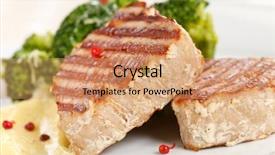  Presentation with tuna - Colorful presentation enhanced with tuna steak with broccoli backdrop and a coral colored foreground