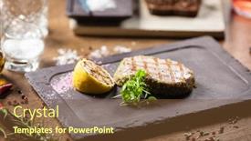  Presentation with tuna - Colorful presentation enhanced with tuna-steak-with-panko backdrop and a tawny brown colored foreground