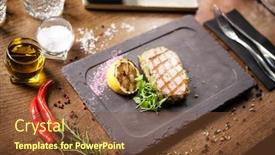  Presentation with tuna - Beautiful PPT theme featuring tuna-steak-with-panko backdrop and a tawny brown colored foreground