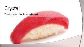  Presentation with tuna - Audience pleasing PPT theme consisting of tuna sushi isolated on white backdrop and a white colored foreground
