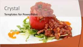  Presentation with caviar - Colorful presentation theme enhanced with tuna tartar with tomato rucola salad and red caviar backdrop and a lemonade colored foreground