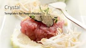  Presentation with soy - Presentation design with tuna tartar with truffle and soy sprouts background and a lemonade colored foreground