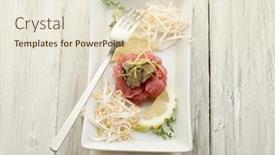  Presentation with soy - Theme consisting of tuna-tartar-with-truffle background and a lemonade colored foreground