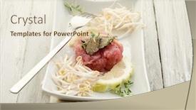  Presentation with soy - Colorful theme enhanced with tuna tartar with truffle and soy sprouts backdrop and a lemonade colored foreground