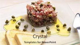  Presentation with tuna - Slide deck featuring tuna tartar background and a blonde colored foreground