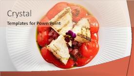  Presentation with tuna fish - Colorful slide set enhanced with tuna-tartare-and-gazpacho-close backdrop and a coral colored foreground