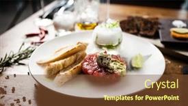  Presentation with quail - PPT theme enhanced with tuna-tartare-guacamole-quail-egg background and a tawny brown colored foreground