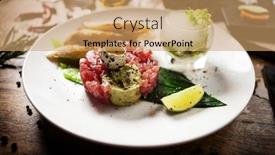  Presentation with quail - Slide set consisting of tuna-tartare-guacamole-quail-egg background and a coral colored foreground