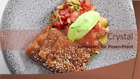  Presentation with haute cuisine - Slide set enhanced with tuna-tartare-top-view-chopped background and a red colored foreground