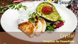  Presentation with italian cuisine - Presentation theme enhanced with tuna-tartare-trout-roe-avocado background and a tawny brown colored foreground