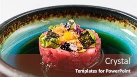  Presentation with tuna - Slide set enhanced with tuna-tartare-with-soy-sauce background and a tawny brown colored foreground