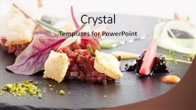  Presentation with dip - Amazing presentation design having tuna tartare with various dip and crispy backdrop and a sky blue colored foreground