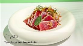 Presentation with green shadow - Cool new slide deck with tuna-tataki-in-sesame backdrop and a soft green colored foreground