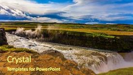  Presentation with foggy - Amazing PPT layouts having tundra - gullfoss - golden waterfal backdrop and a tawny brown colored foreground