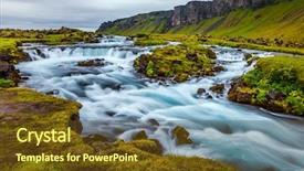 Presentation with waterfalls - Presentation theme having tundra - powerful cascading waterfalls travel background and a tawny brown colored foreground