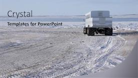  Presentation with vehicles - Cool new slides with tundra-buggies-provide-transportation backdrop and a light blue colored foreground
