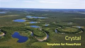  Presentation with tundra - Presentation design enhanced with nature swamp - tundra landscape in summer taymyr background and a tawny brown colored foreground