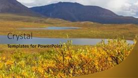  Presentation with beautiful landscapes - Slide deck with tundra-landscapes-above-arctic-circle background and a gold colored foreground