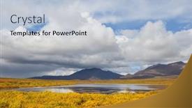  Presentation with beautiful landscapes - Presentation theme enhanced with tundra-landscapes-above-arctic-circle background and a  colored foreground