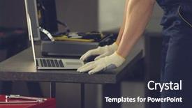  Presentation with mechanic shop - Theme having tunes - auto mechanic working with laptop background and a wine colored foreground